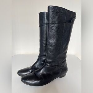 Frye 11M Bonnie Mid Calf Black Leather Riding Boots